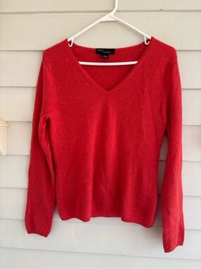 Grace 100% Cashmere V Neck Sweater Orange Shade Women’s Size Small